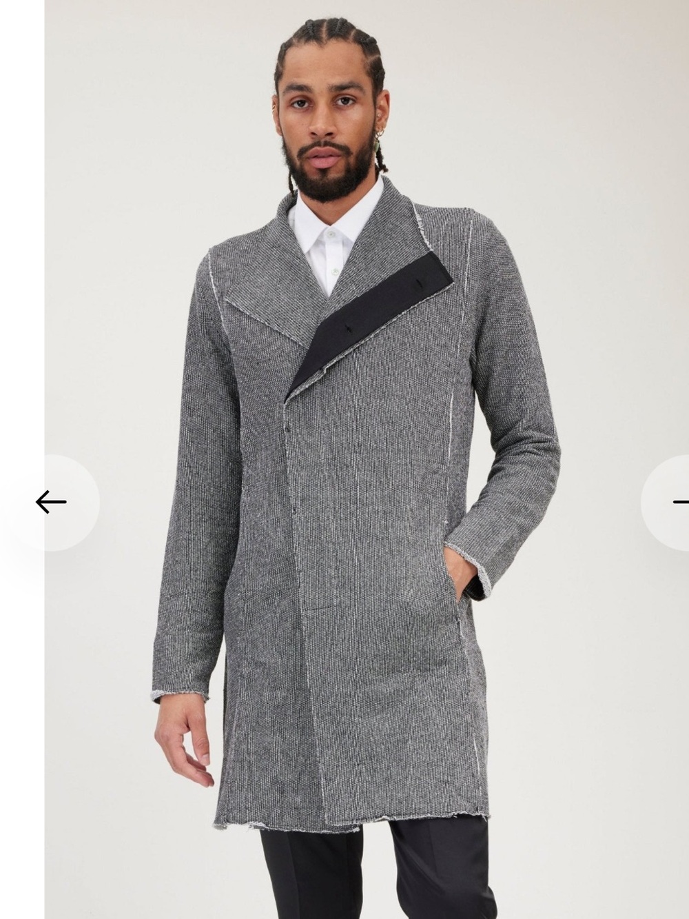 Ron Tomson Gray Long Knit Trench Coat